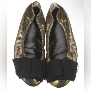 Lanvin Gold and Black Ballet Flats